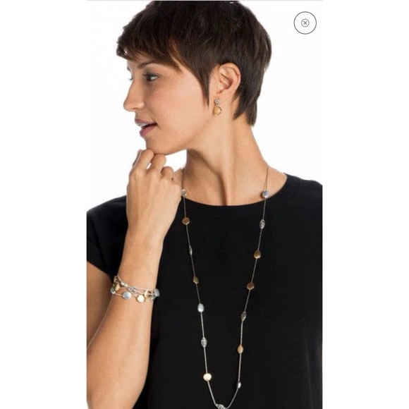Brighton Mediterranean Long Necklace Chain Hammered Gold & Silver Adjustable - Picture 6 of 6